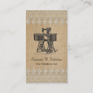 Burlap Snöre Vintage Sewing Maskin Visitkort