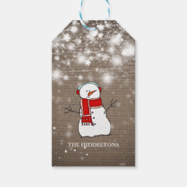 Burlap Stars julklapp Snowman-skript Holiday Presentetikett