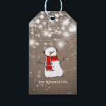 Burlap Stars julklapp Snowman-skript Holiday Presentetikett<br><div class="desc">Burlap Stars julklapp Snowman-skript Holiday</div>