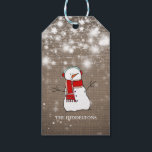 Burlap Stars julklapp Snowman-skript Holiday Presentetikett<br><div class="desc">Burlap Stars julklapp Snowman-skript Holiday</div>