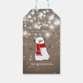 Burlap Stars julklapp Snowman-skript Holiday Presentetikett