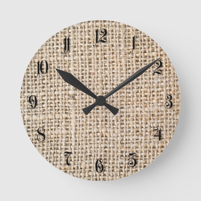 Burlap struktur rund klocka (Framsida)
