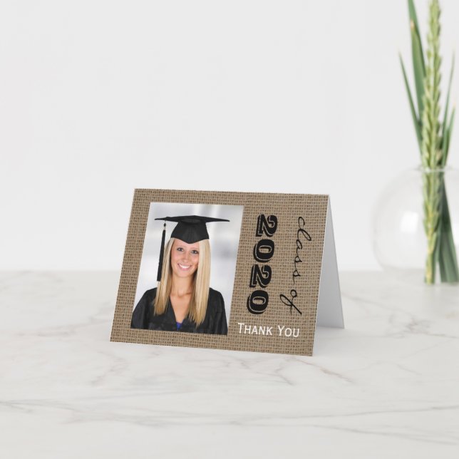 Burlap Studenten Photo Tackkort-kort Tack Kort (Framsida)