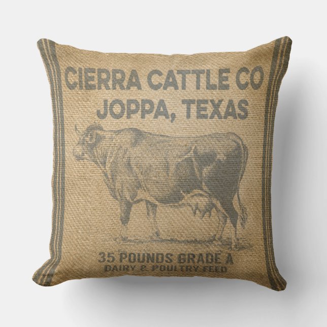 Burlap Styled för CIERRA-NÖTKREATURCO JOPPA TEXAS Kudde (Framsida)