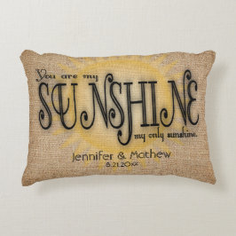 Burlap Sunshine Rustic Bröllop Prydnadskudde
