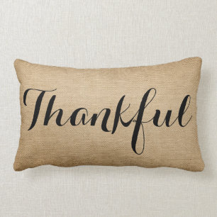 Burlap - tacksam familj Rustic Lumbarkudde