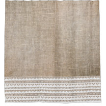 Burlap & Trim Shotain Curtain