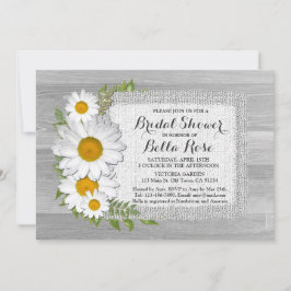 Burlap tusenskönor rustic bröllopsdusch daisy2 inbjudningar