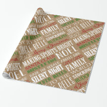 Burlap Typography Rustic Jul Wrapping Papper