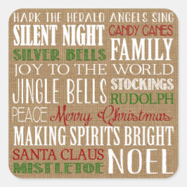 Burlap Typography Rustic Modern Helgdag Sticker Fyrkantigt Klistermärke