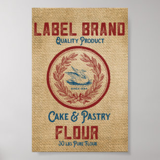 Burlap Vintage Cake Pastry Flat Sack Poster