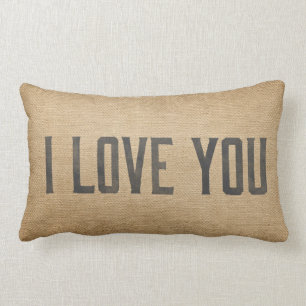 Burlap Vintage I Kärlek You Lumbarkudde