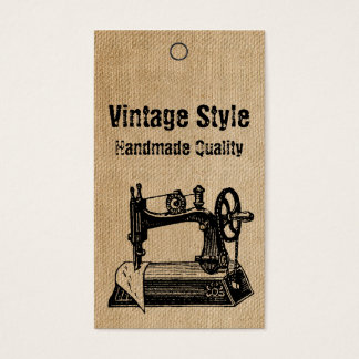 Burlap Vintage Stil Sewing Maskin Märkres Visitkort