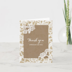 Burlap & White Blommig Spets Elegant Rustik Bröllo Tack Kort