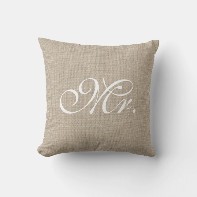 Burlap & White Pillow Kudde (Framsida)