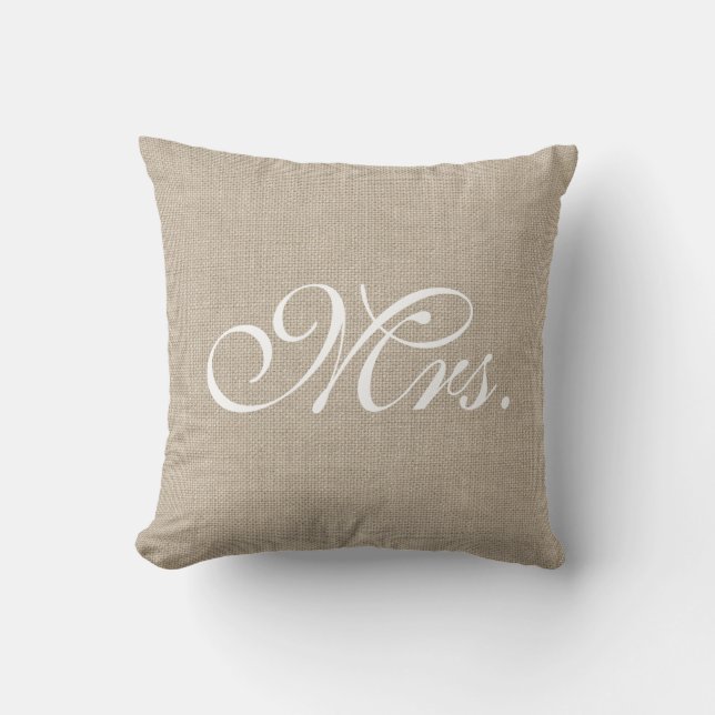 Burlap & White Pillow Kudde (Framsida)