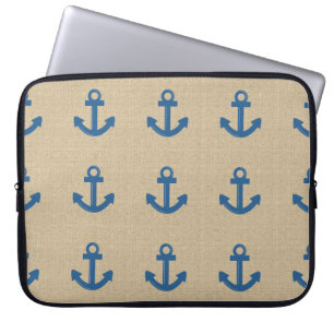 Burlapblått ankrar laptop sleeve