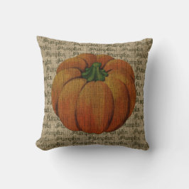 Burlapvintagepumpa med pumpatext dämpar kudde