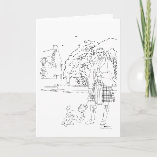 Burleigh Castle Highlander Westie Hundar Card Kort (Framsida)