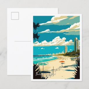 Burleigh-chefer Beach Australia Travel Illustratio Vykort
