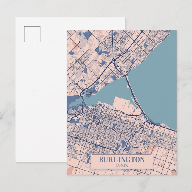 Burlington Canada Breezy City Map Travel Vykort (Fram/baksida)