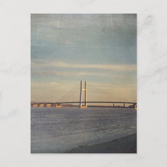 Burlington, Iowa Bridge och Mississippi River Vykort (Framsida)