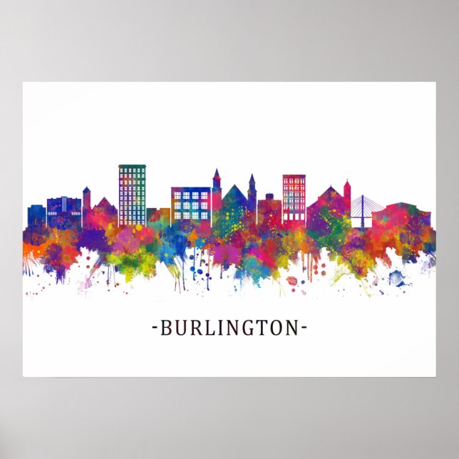 Burlington Iowa Skyline Poster (Framsidan)
