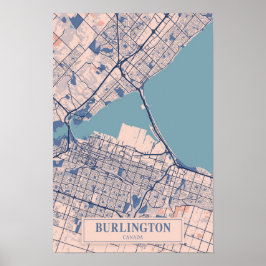 Burlington Kanada Blåsiga Stadskarta Resa Poster