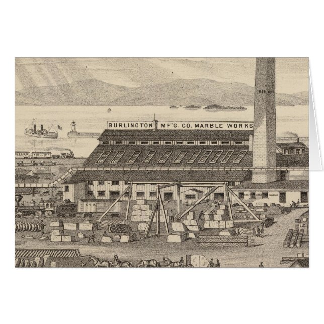 Burlington Manufacturing Co's Marble Works Hälsningskort (Framsidan Horizontal)