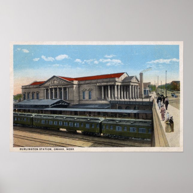 Burlington Railroad Station View Poster (Framsidan)