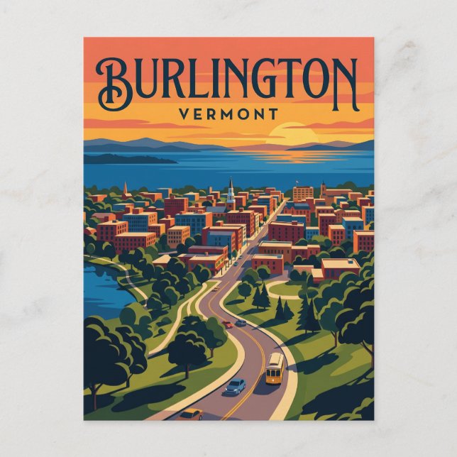 Burlington USA blir Burlington på svenska, men eft Vykort (Framsida)