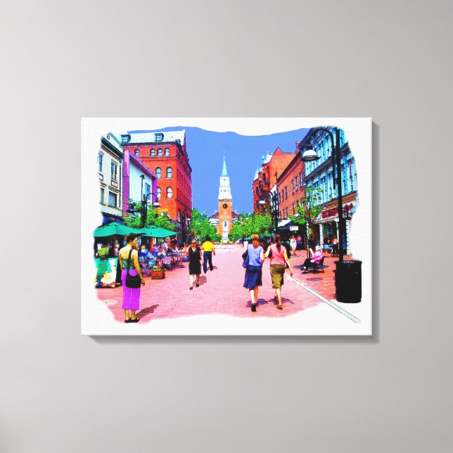Burlington Vermont Church St Canvas Painting (Framsida)