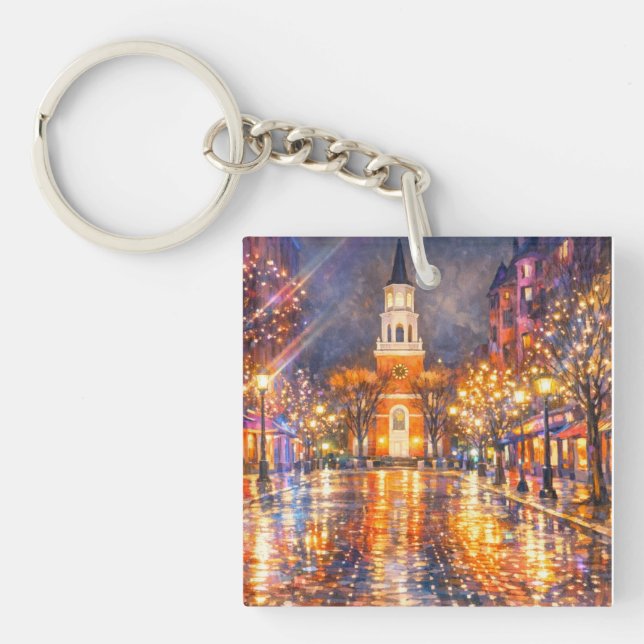 Burlington Vermont Church Street Akrylnyckelring (Framsidan)