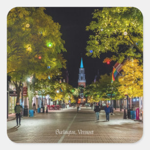 Burlington, Vermont cityscape-fotografi, Fyrkantigt Klistermärke