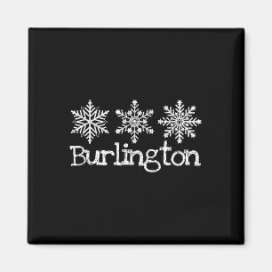 Burlington Vermont Snöflingor Ski Skier Skiing Rus Magnet