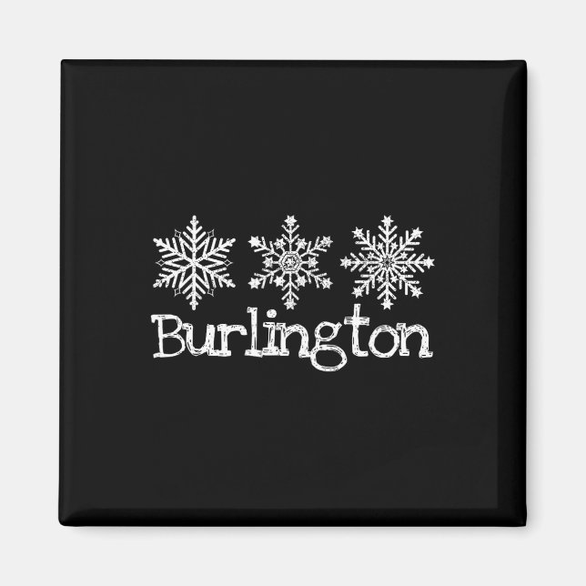 Burlington Vermont Snöflingor Ski Skier Skiing Rus Magnet (Framsidan)