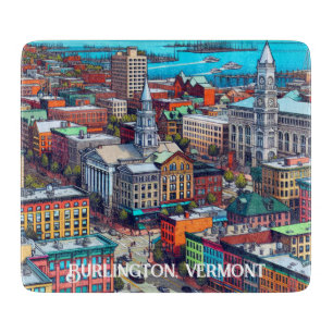 Burlington, Vermont Tecknad Bok Stil Art