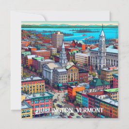 Burlington, Vermont Tecknad Bok Stil Art