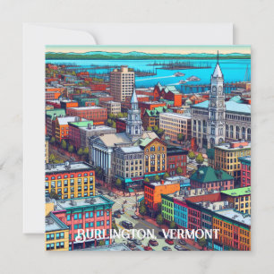 Burlington, Vermont Tecknad Bok Stil Art