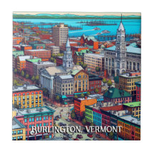 Burlington, Vermont Tecknad Bok Stil Art