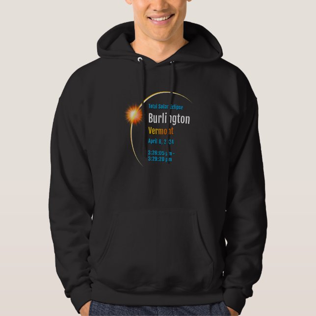 Burlington Vermont VT Total Solar Eclipse 2024  1  Hoodie (Framsida)