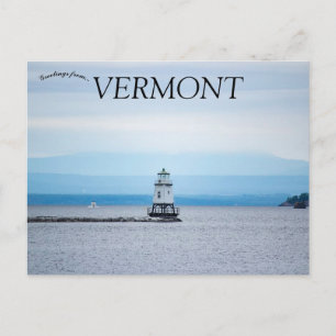 Burlinton Breakwater North Lighthouse Vermont Vykort