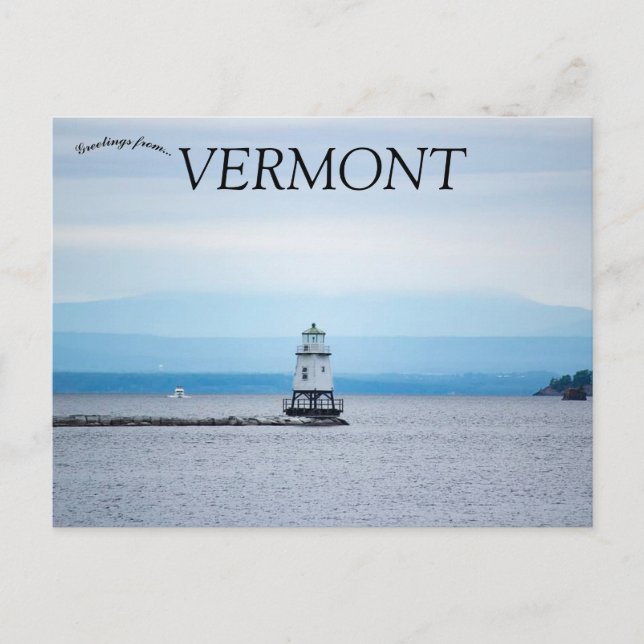 Burlinton Breakwater North Lighthouse Vermont Vykort (Framsida)