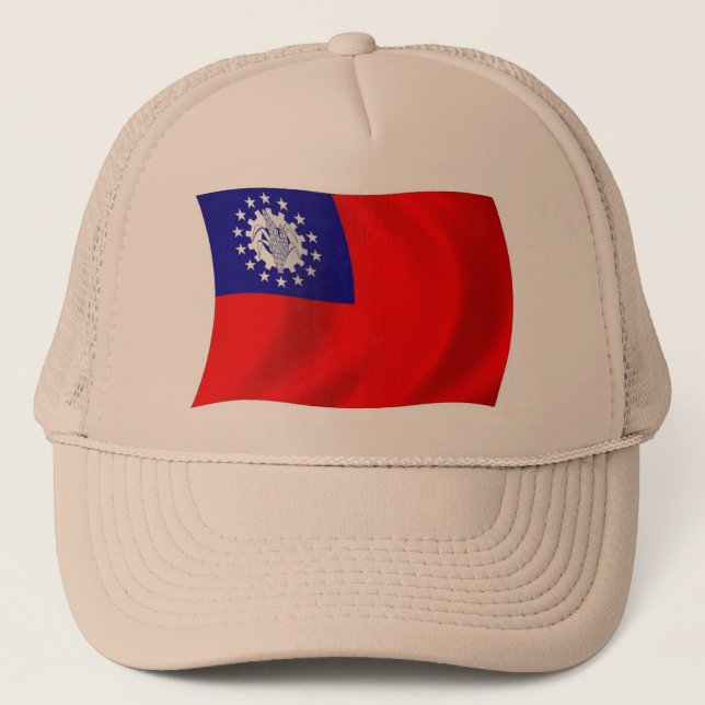 Burma Flagga Hatt Truckerkeps (Framsida)