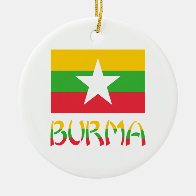 Burma/Myanmar Flagga Julgransprydnad Keramik (Framsidan)