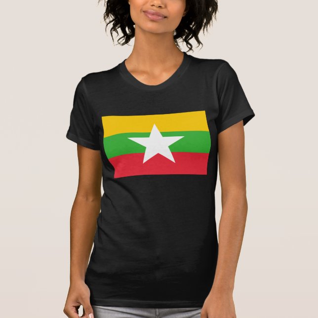 Burma/Myanmar Flagga; Myanmar Tee Shirt (Framsida)