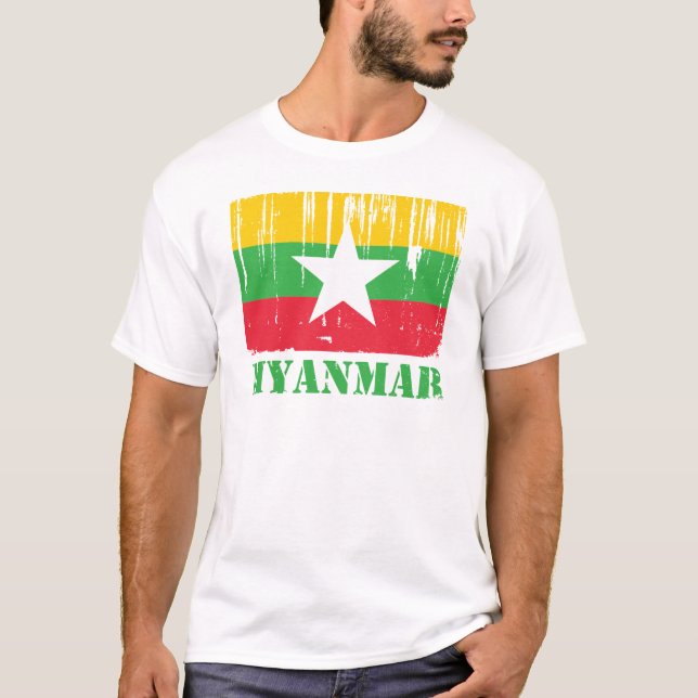 Burma Myanmar flagga T Shirt (Framsida)
