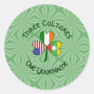 Burma Myanmar Irländsk USA Shamrock Flag Personlig Runt Klistermärke