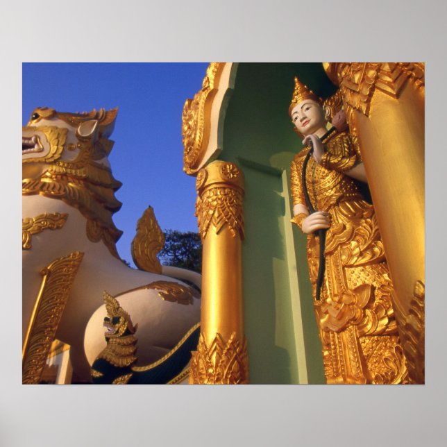 Burma (Myanmar), Rangoon (Yangon) tempel Poster (Framsidan)