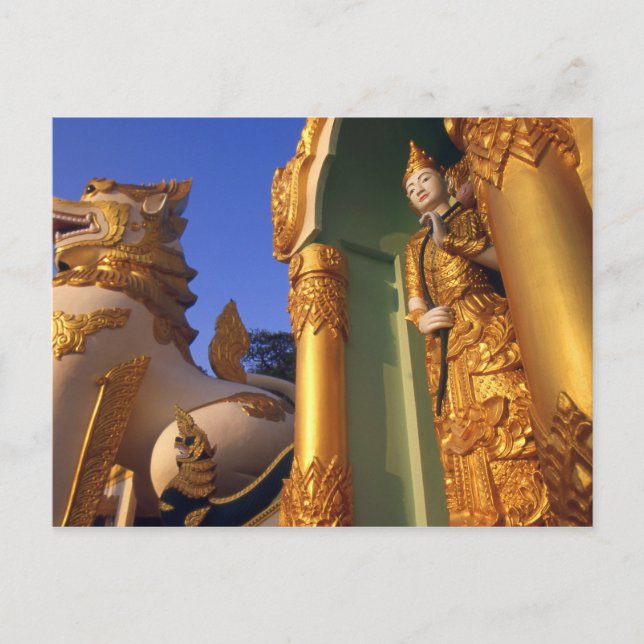 Burma (Myanmar), Rangoon (Yangon) Temple Vykort (Framsida)